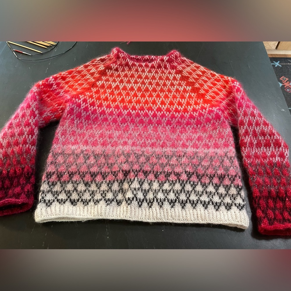 Handknit multi colored Mohair sweater